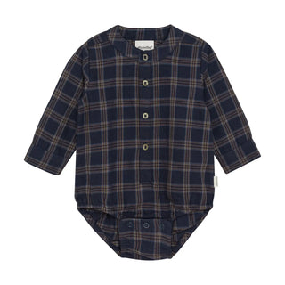 Minymo Long Sleeve Check Bodysuit F2 Parisian Night / 3M - 1