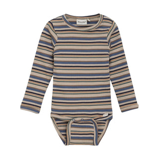Minymo Long Sleeve Y/D Rib Bodysuit F1 China Blue / 3M - 1