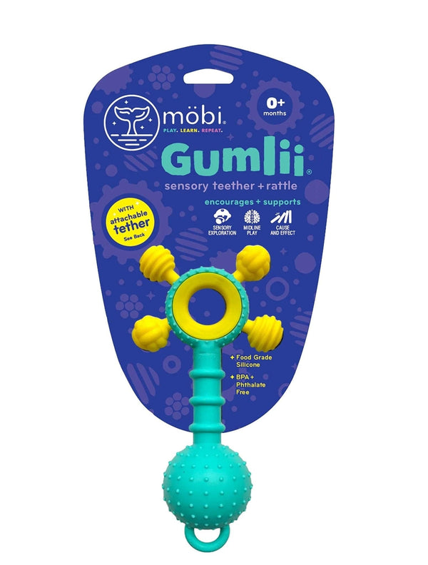 Mobi Gumlii Sensory Teether + Rattle, 0+ | Pump Station & Nurtury