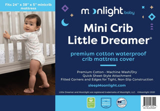 Moonlight Slumber Mini Crib Little Dreamer Premium Cotton Waterproof Mattress Cover - 5