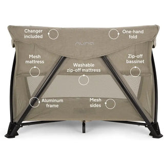 Nuna SENA Aire Playard with Zip-Off Bassinet Caviar - 9