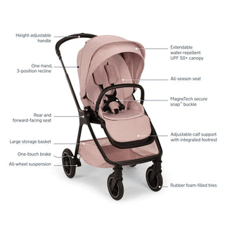 Nuna TRIV Next Stroller with Magnetic Buckle | Thistle Collection - 2