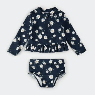 Petit Lem 2 Pc Set- Rashguard + Bottom Knit S2 Daisy Navy / 0-3m - 1