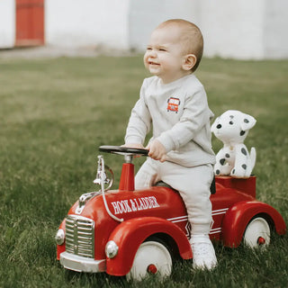 Petit Lem 2pc Fire Truck Top + Pant Knit F1 Lt Grey Firetruck / 3M - 5