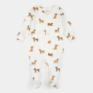 Petit Lem Footed Sleeper S1 Off White Puppy / 3M - 9