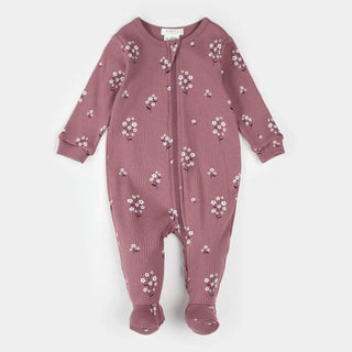Petit Lem footie F2 Flowers Rib Mauve / 0M - 9