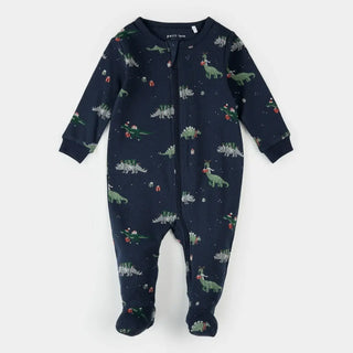 Petit Lem Holiday Footed Sleeper Dino Navy / NB - 3