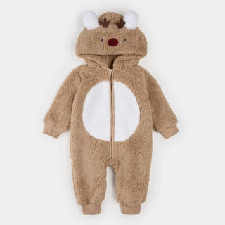 Petit Lem L/S Reindeer Playsuit F3 Sand / NB - 1