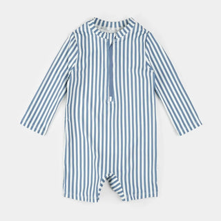 Petit Lem Long Sleeve Swim Romper Knit S1 Blue Stripe / 0-3m - 4