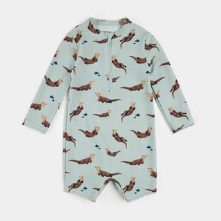 Petit Lem Long Sleeve Swim Romper Knit S1 Lt Turquoise otter / 0-3m - 1