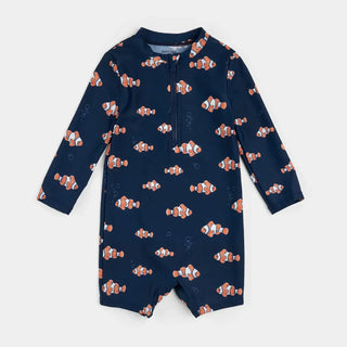 Petit Lem Long Sleeve Swim Romper Knit S1 Navy fish / 0-3m - 5
