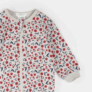 Petit Lem Poppy Floral Print footie F1 Beige / 0M - 2