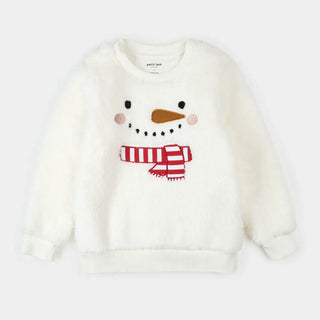 Petit Lem Snowman Fleece Sweatshirt H1 White / 12M - 1
