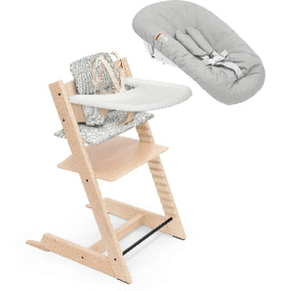 Stokke Tripp Trapp High Chair² with Cushion Newborn Tray and Newborn Set Natural + Nordic Grey Cushion - 1
