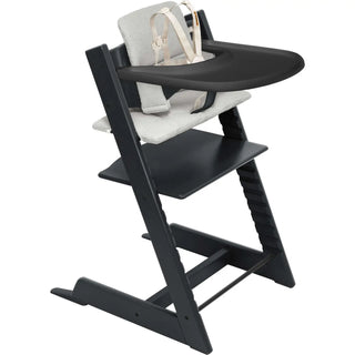 Stokke Tripp Trapp High Chair² with Cushion + Tray Black + Nordic Grey Cushion, Black Tray - 2