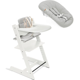 Stokke Tripp Trapp High Chair² with Cushion Tray and Newborn Set White + Anthracite Cushion, White Tray, Newborn Set