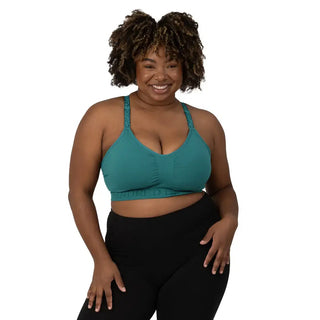 Sublime® Hands-Free Low Impact Pumping & Nursing Sports Bra Teal / Reg / Small - 1