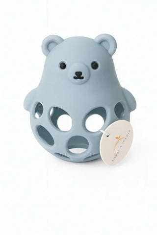 sugar + maple 3D Silicone Teether bear blue - 3