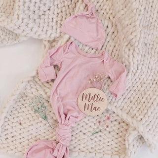 sugar + maple gown + hat lt pink / 0-3m - 1
