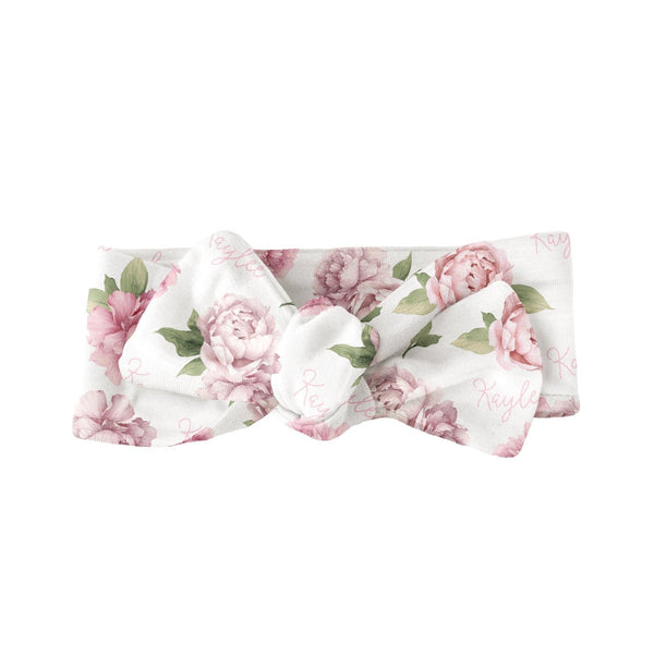 Sugar + Maple Personalized Bow | Pink Peonies - Just $19.99! Shop now at The Pump Station & Nurtury
