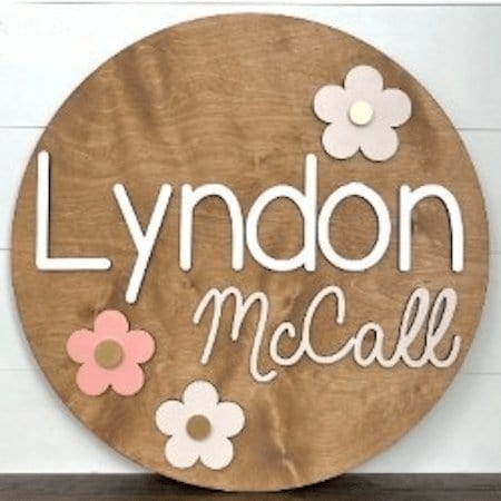 Sugar + Maple Round Personalized Wood Name Sign | Retro - Just $129.99! Shop now at The Pump Station & Nurtury