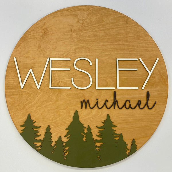 Sugar + Maple Round Personalized Wood Name Sign | Tree Theme - Just $129.99! Shop now at The Pump Station & Nurtury