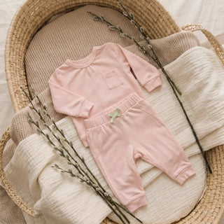sugar + maple two piece jogger lt pink / 0-3m - 3