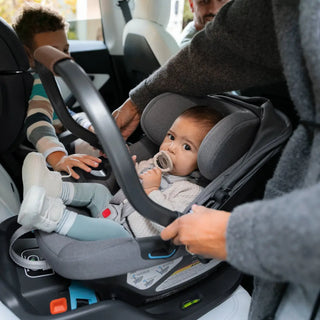 UPPAbaby Aria Lightweight Infant Car Seat + Base Anthony (Grey | Chestnut Leather) - Open Box - 52