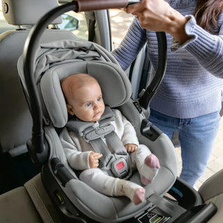 UPPAbaby Aria Lightweight Infant Car Seat + Base Anthony (Grey | Chestnut Leather) - Open Box - 34