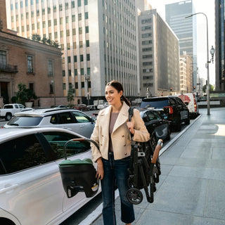 UPPAbaby Aria Lightweight Infant Car Seat + Base Anthony (Grey | Chestnut Leather) - Open Box - 64