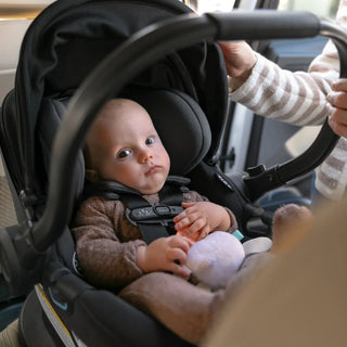 UPPAbaby Aria Lightweight Infant Car Seat + Base Anthony (Grey | Chestnut Leather) - Open Box - 94