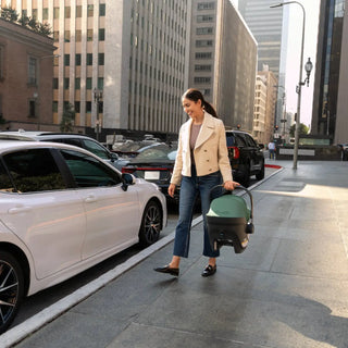 UPPAbaby Aria Lightweight Infant Car Seat + Base Anthony (Grey | Chestnut Leather) - Open Box - 66