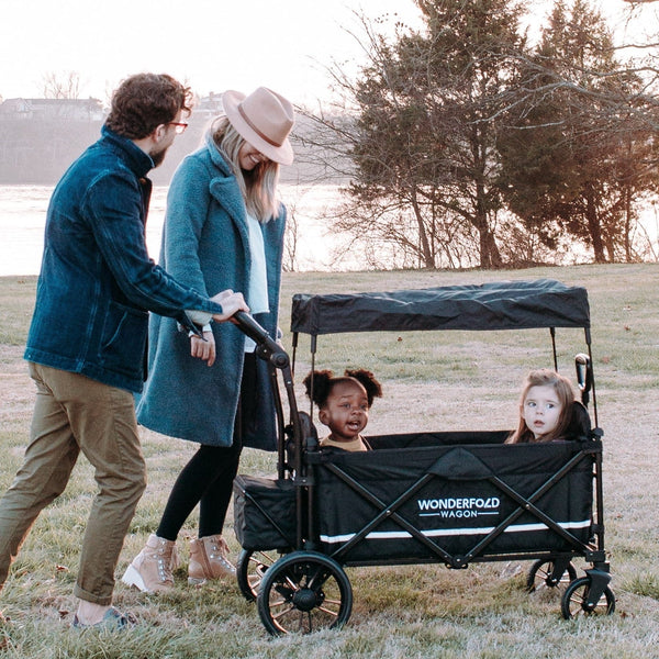 Wonderfold X2M Push + Pull Double Stroller Wagon w Magnetic Seatbelt Harness - Just $399! Shop now at The Pump Station & Nurtury